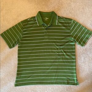Grand Slam Green and White Polo Shirt with Stripes